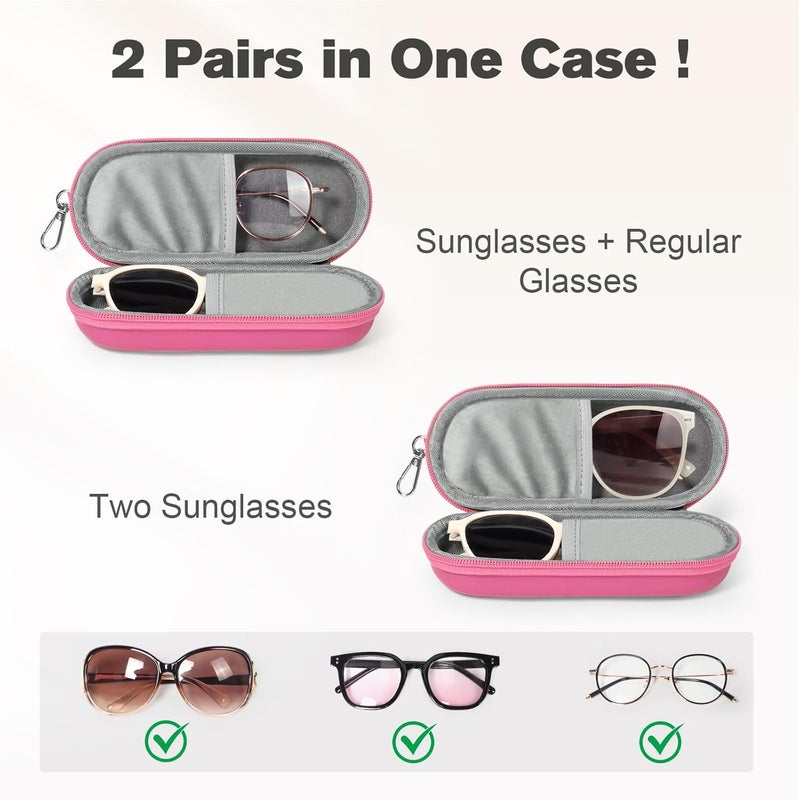 Huvon Double Eyeglasses Case, Dual Glasses Sunglasses Organizer with Zipper Closure, Eyewear Storage Box for Men Women Travel - Image 2